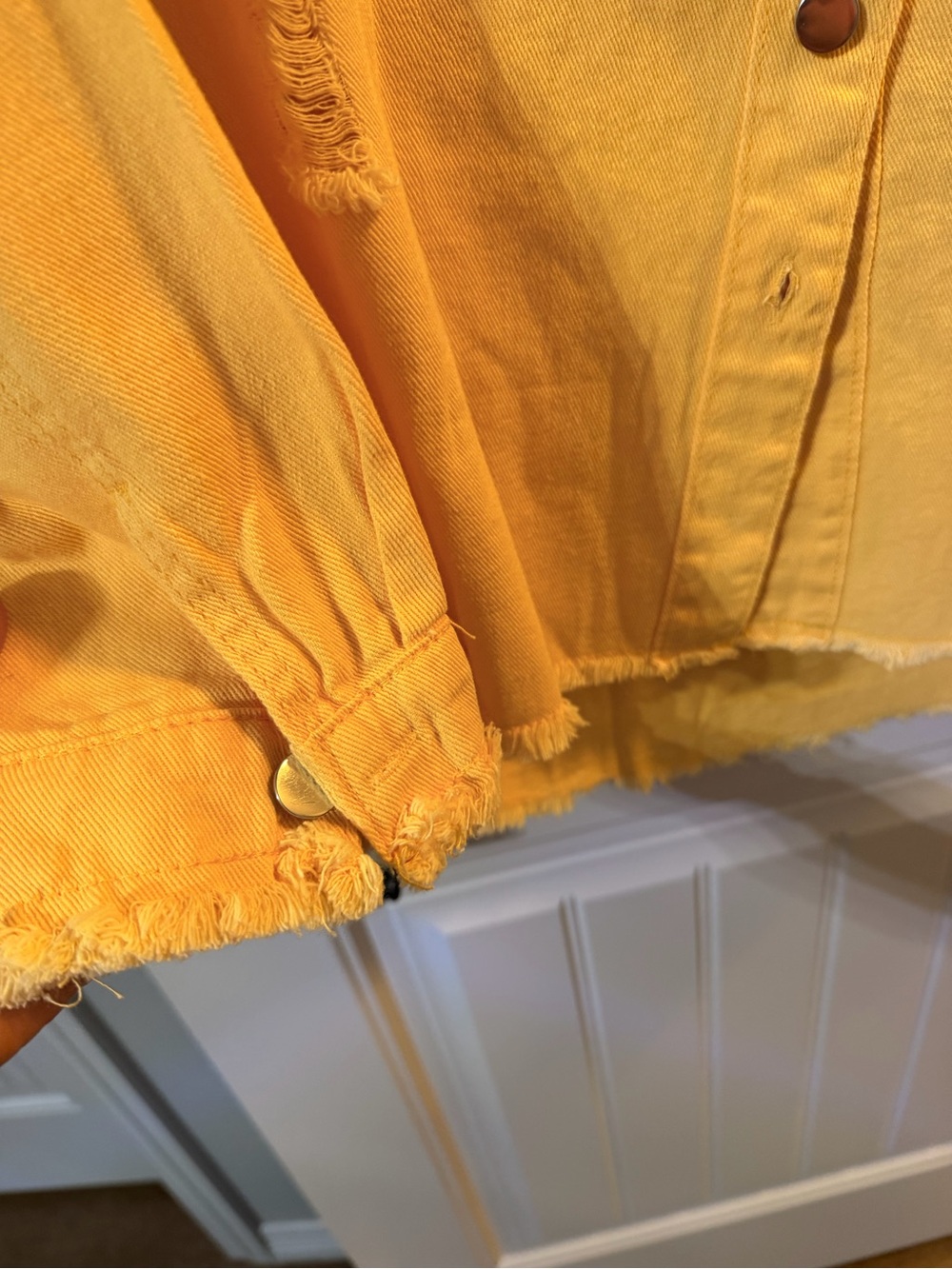 Yellow Distressed Button-Up Jacket - Picture 3 of 5